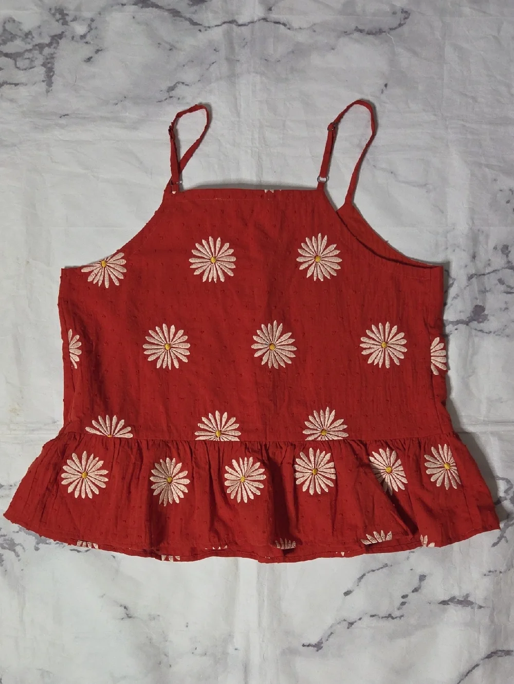 Loft Daisy Embroidered Rust Cotton Cami Top - Picture 6 of 6